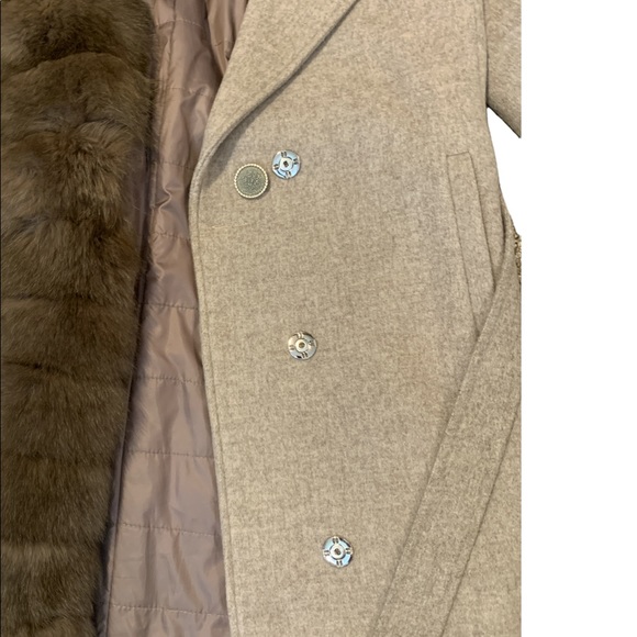 Diana Winter Woodland & Natural Fur Asymmetrical Belted Coat - Picture 5 of 6